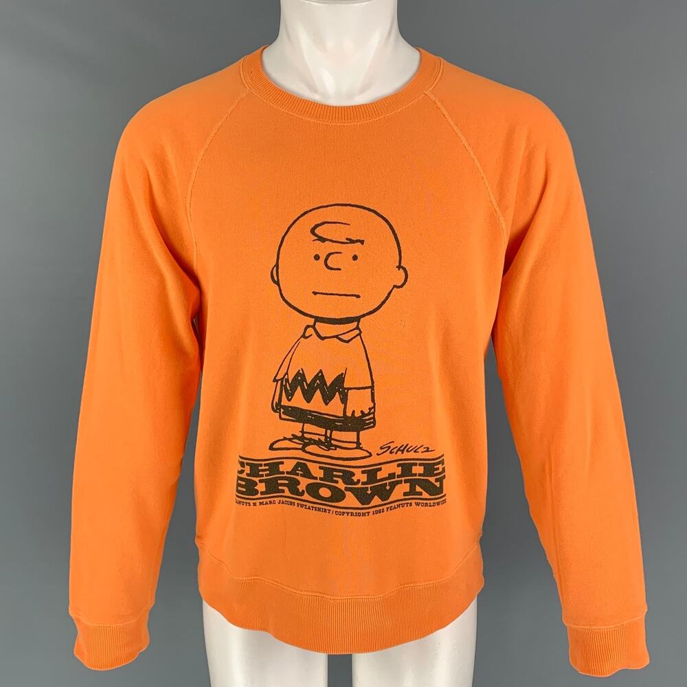 MARC JACOBS x PEANUTS Size XS Orange Black Graphic Cotton Crew-Neck Sweatshirt